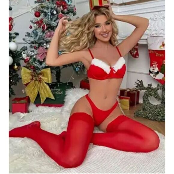 Sexy Red Stockings Pretty Elastic Tops OS NWT - Picture 1 of 3